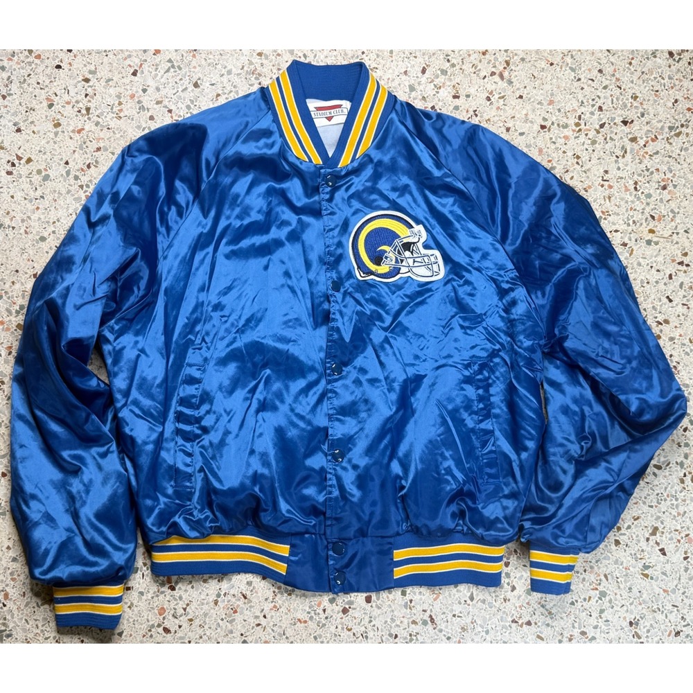 Stadium Club Vintage Rare NFL Los Angeles Rams‎ Satin Bomber Jacket Size XL